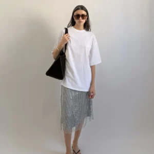 Ensemble T-shirt Oversize et Jupe Sequins - Look Chic Décontracté